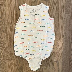Primary White Baby Romper with Colorful Worm Pattern